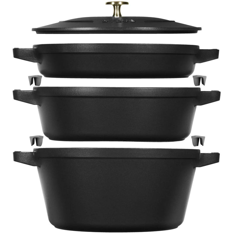 Staub 4-Piece Cast Iron Large Stackable Cocotte Set 1021-322 IMAGE 1