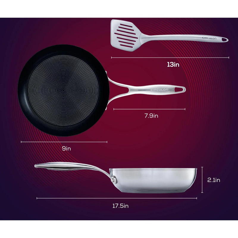 Circulon SteelShield S 9.5in Non-Stick Frying Pan with Stainless Steel Spatula 70055 IMAGE 2