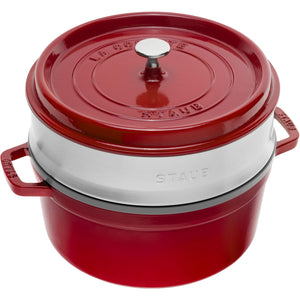 Staub 5.25L Cast Iron Round Cocotte with Steamer 1033378 IMAGE 1