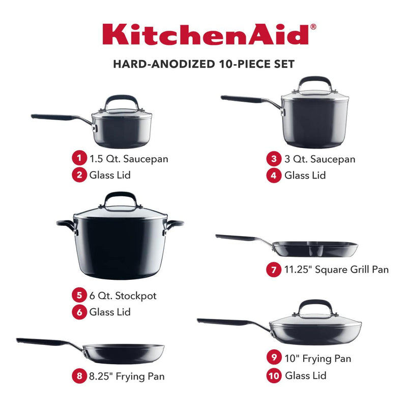 KitchenAid Hard Anodized Nonstick Cookware Set, 10-Piece 84800 IMAGE 2