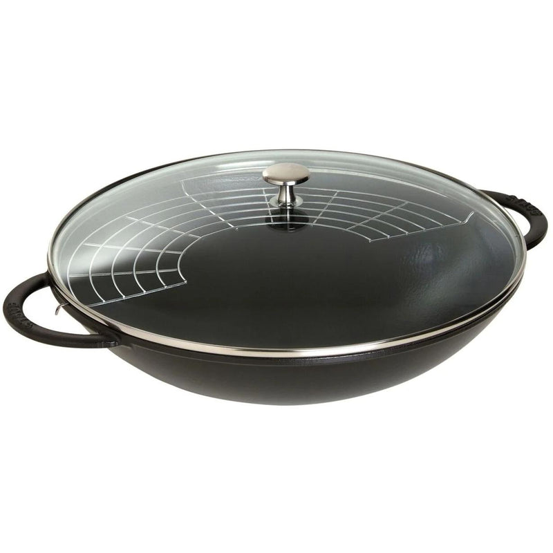 Staub 37CM CAST IRON WOK WITH GLASS LID 1004022 IMAGE 1